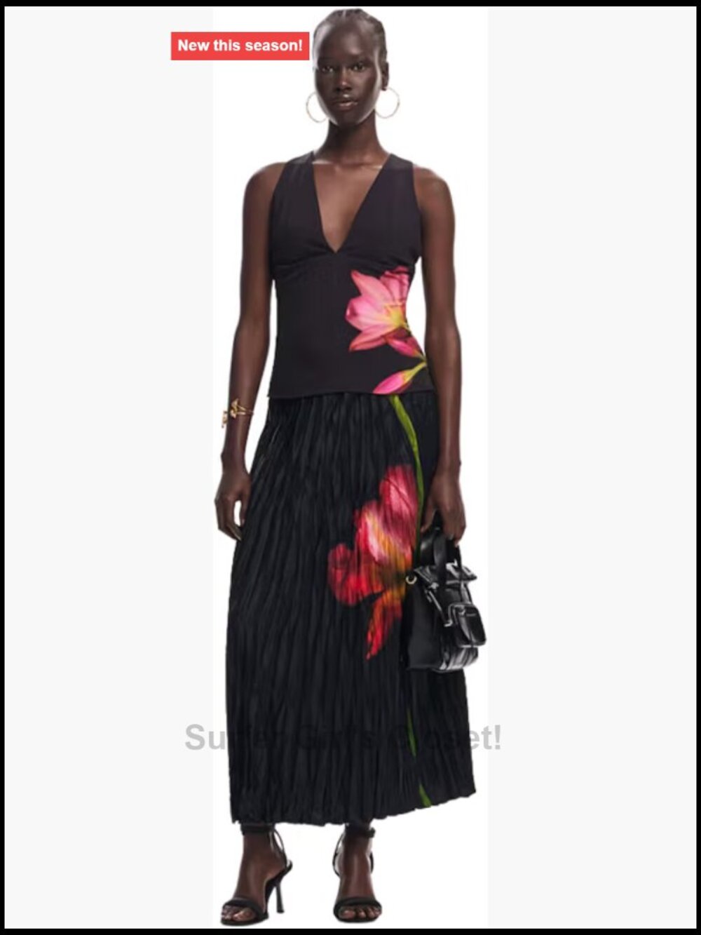 Desigual Women's Floral V-Neck Tank Top Blouse